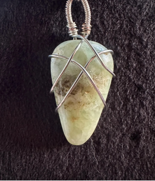 Hand wrapped Prehnite charmed necklace